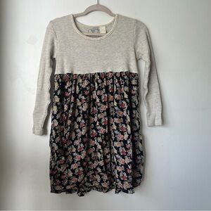 Vintage 90s Force de Majeur Thermal Long Sleeve Floral Mini Dress M